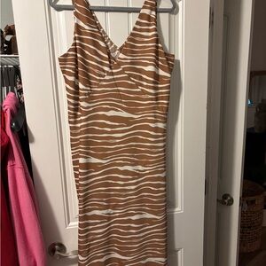 a new day Brown and White Zebra Midi Dress
